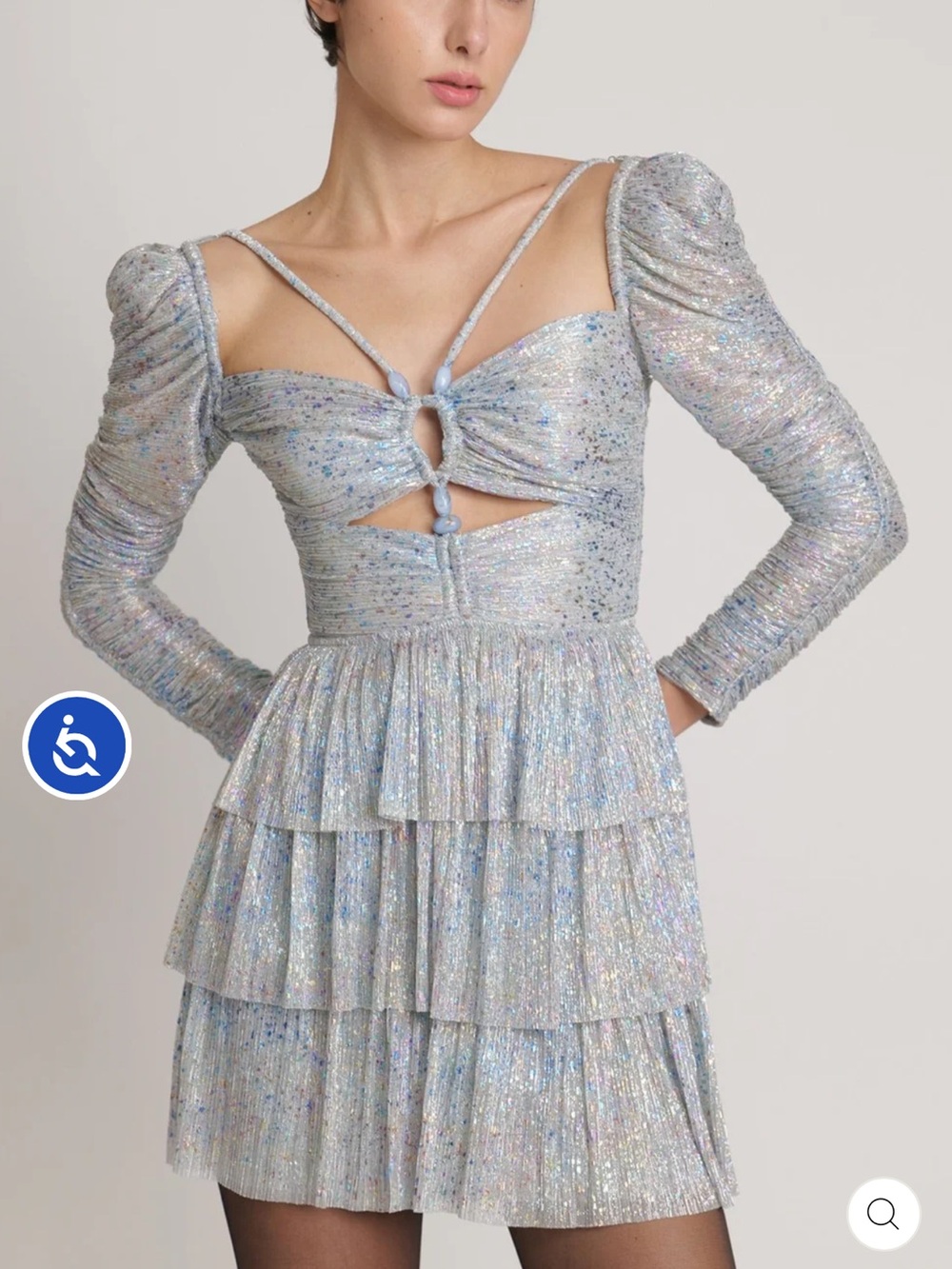 Sabina Musayev Layla Dress, featuring ruched long sleeves and a tiered skirt